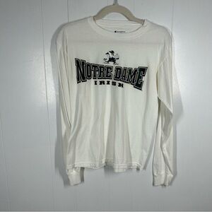 Champion Notre Dame White Long Sleeve Tee Small